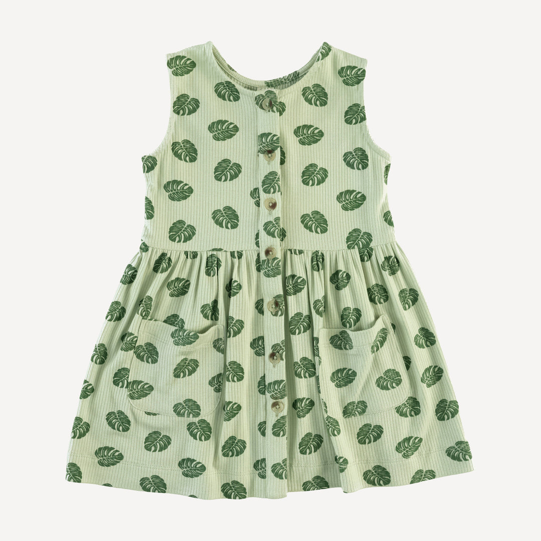 pinafore apron button pocket dress | tiny monstera | modal skinny rib