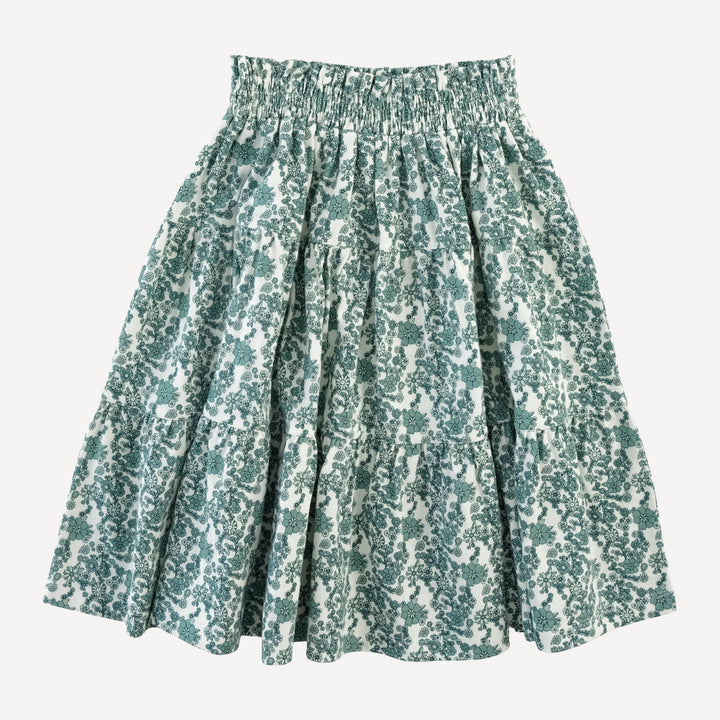 smocked tiered gathered skirt | jade ditsy floral | organic cotton jersey