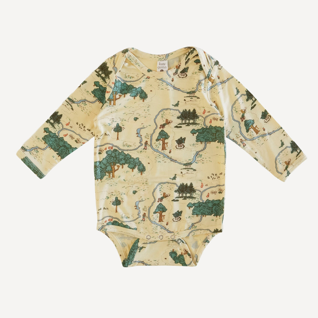 long sleeve lap neck bodysuit | map | bamboo