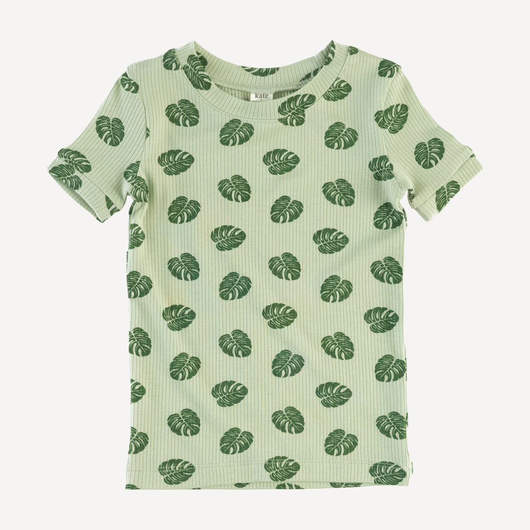 short sleeve crew neck shortie pj set | tiny monstera | modal skinny rib