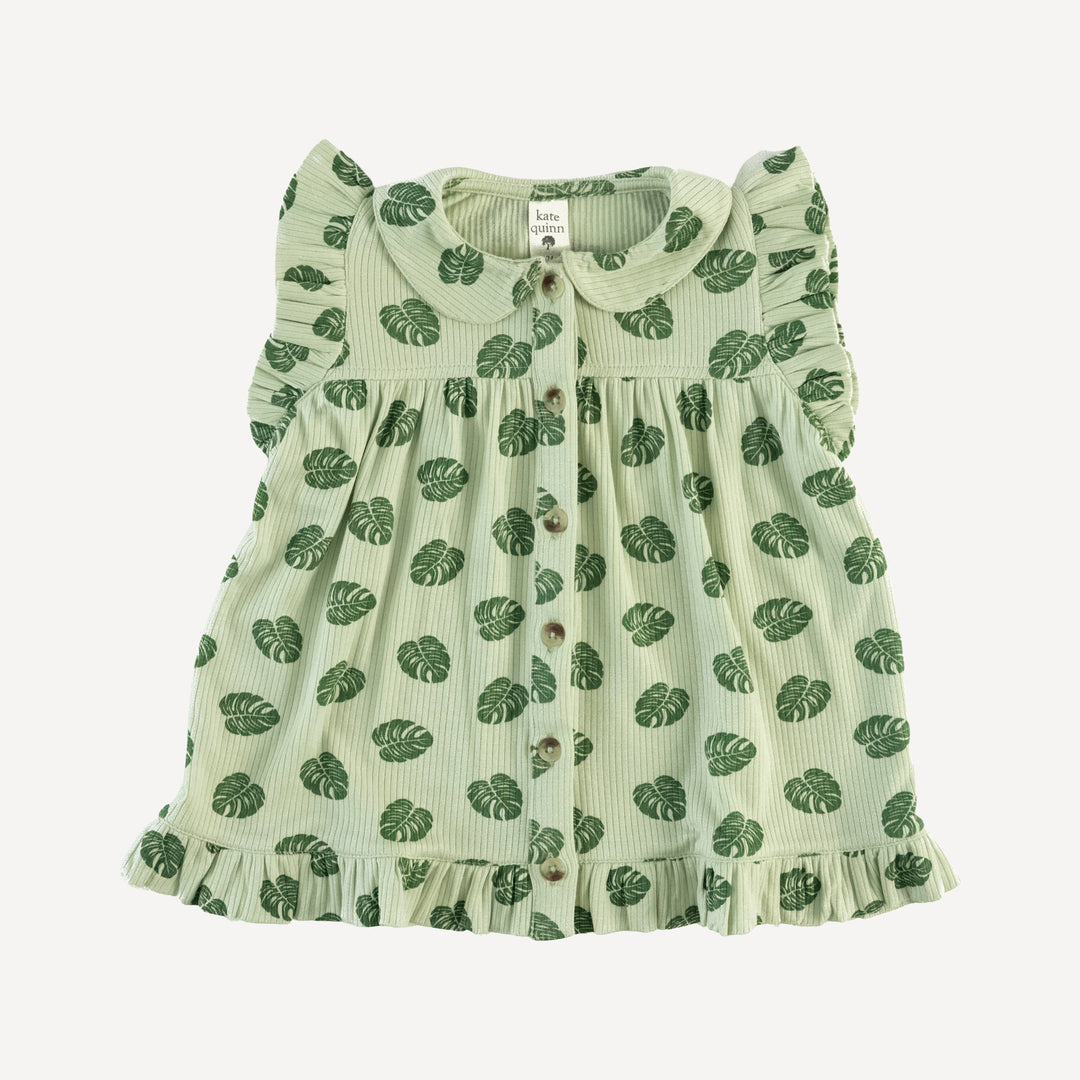 sleeveless peter pan button ruffle top | tiny monstera | modal skinny rib