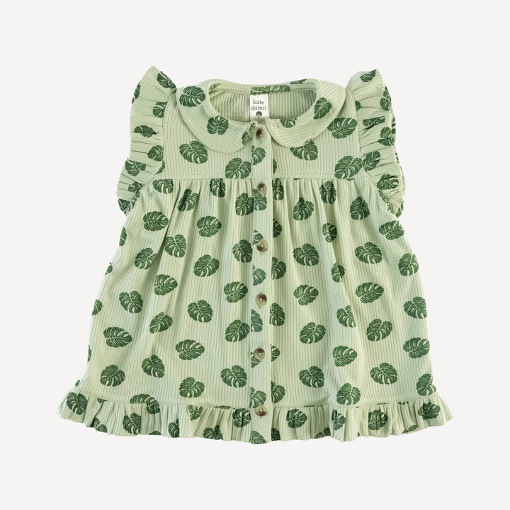 sleeveless peter pan button ruffle top | tiny monstera | modal skinny rib