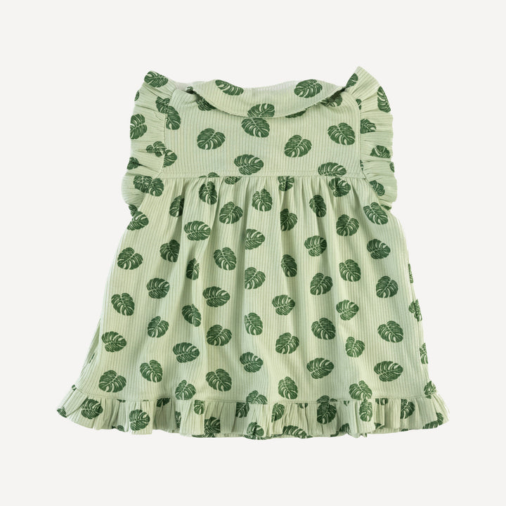 sleeveless peter pan button ruffle top | tiny monstera | modal skinny rib