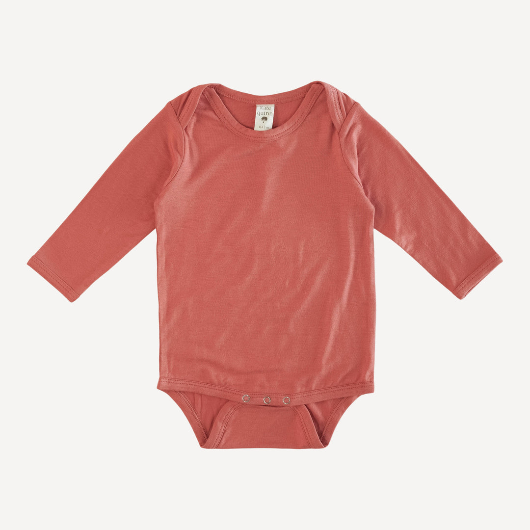 long sleeve lap neck bodysuit | rhubarb | bamboo