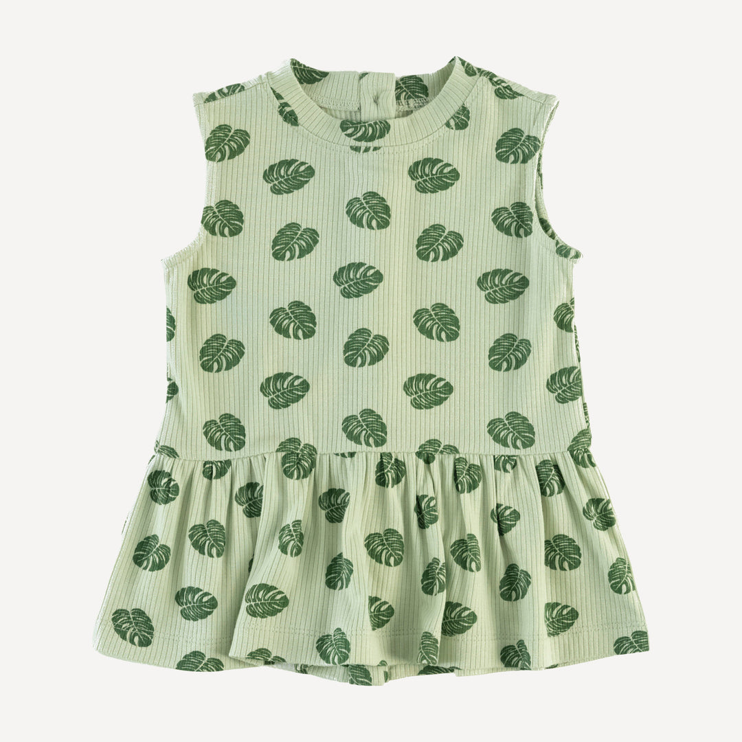 sleeveless kate top + bike short set | tiny monstera | modal skinny rib