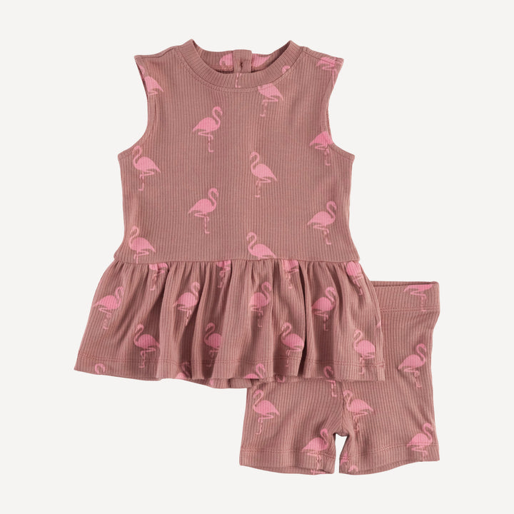 sleeveless kate top + bike short set | tiny flamingo | modal skinny rib