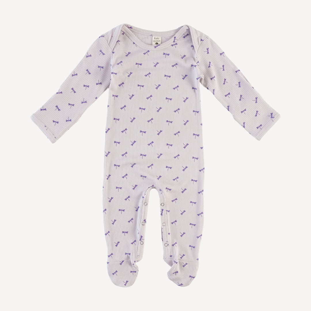 long sleeve lap neck footie | tiny dragonfly | modal skinny rib