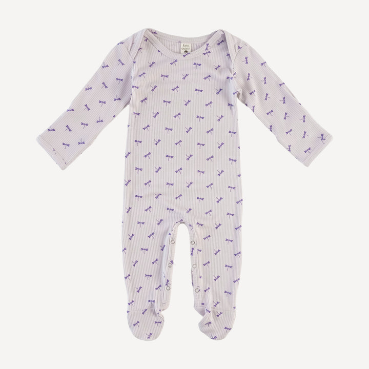 long sleeve lap neck footie | tiny dragonfly | modal skinny rib