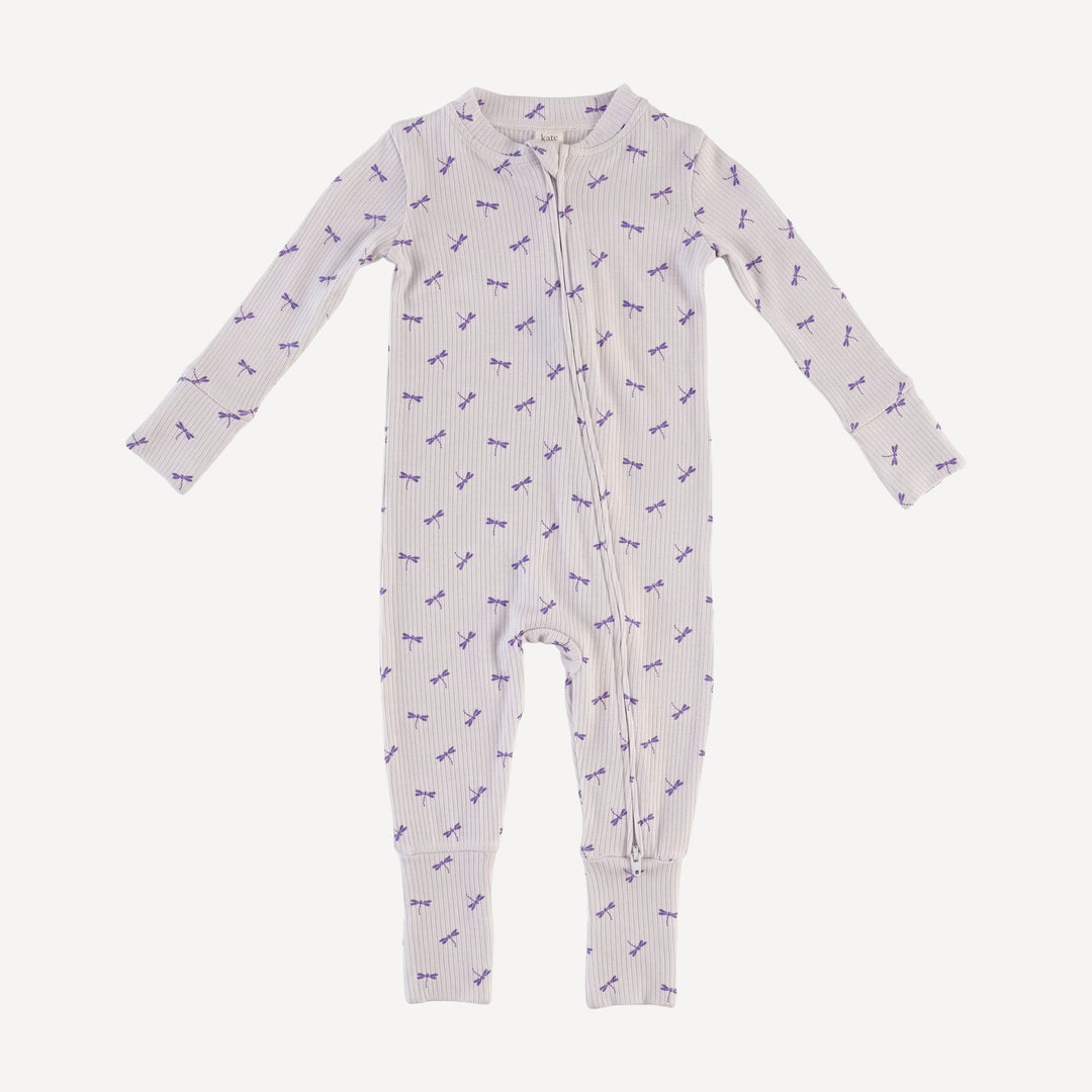 long sleeve convertible zippy pj | tiny dragonfly | modal skinny rib