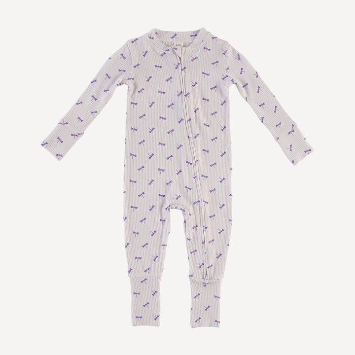 long sleeve convertible zippy pj | tiny dragonfly | modal skinny rib