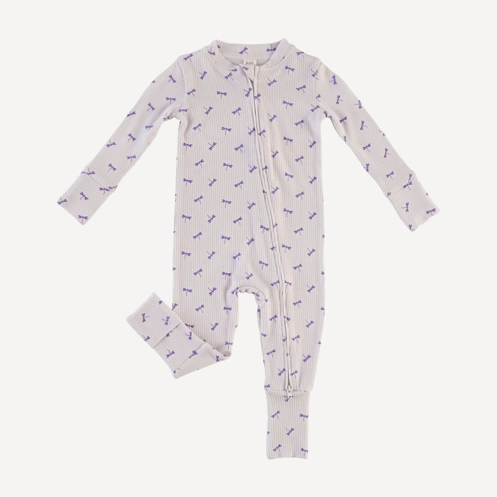 long sleeve convertible zippy pj | tiny dragonfly | modal skinny rib