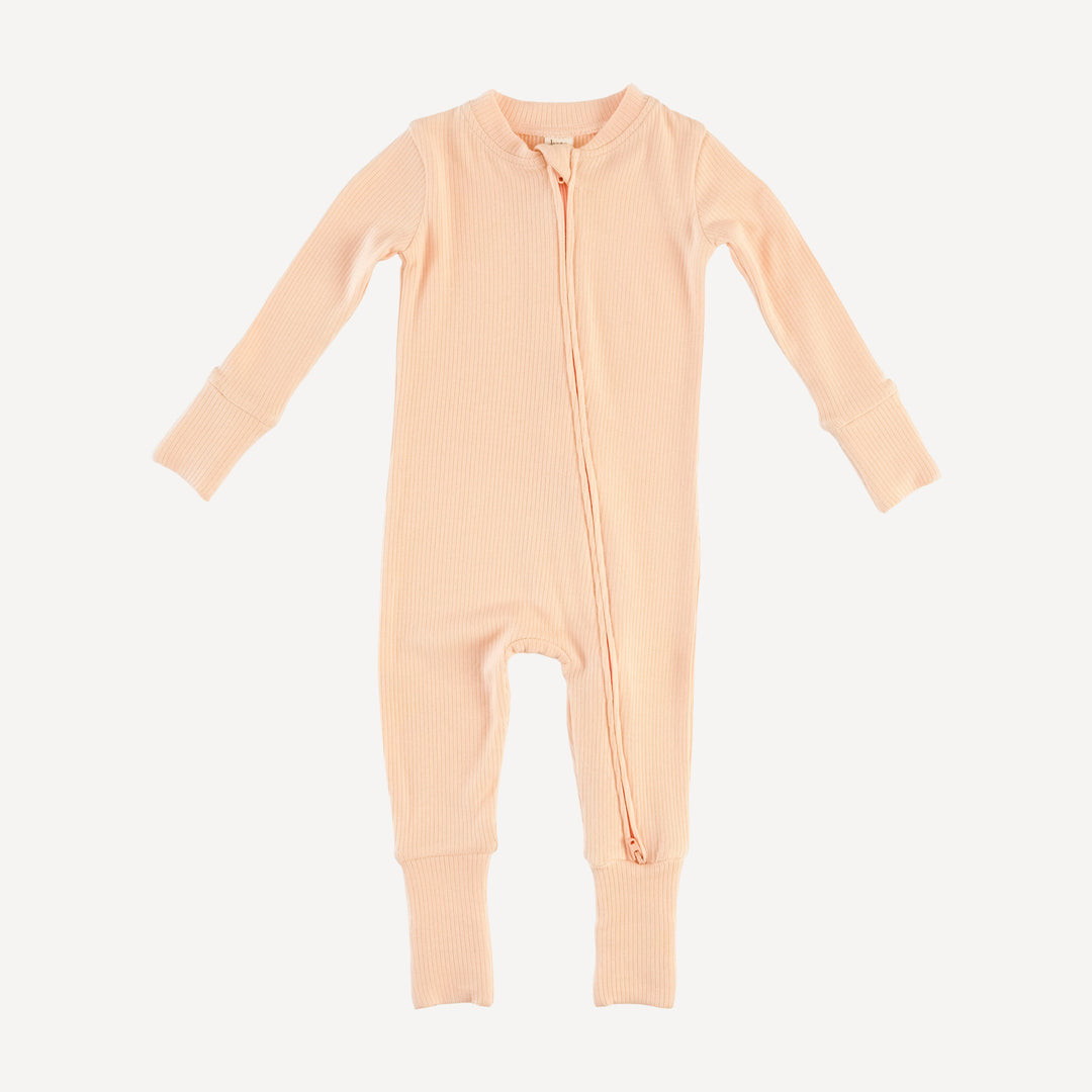 long sleeve convertible zippy pj | peach | modal skinny rib