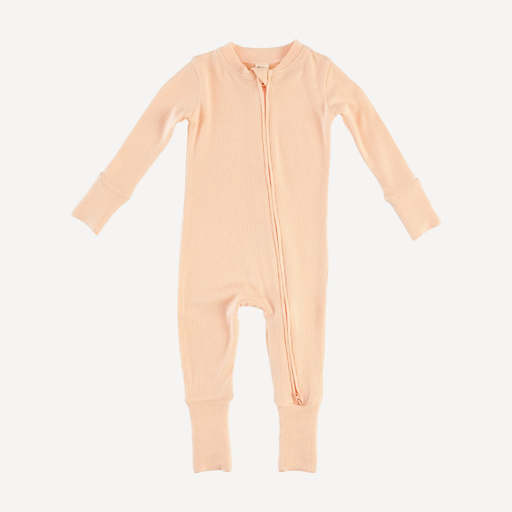 long sleeve convertible zippy pj | peach | modal skinny rib