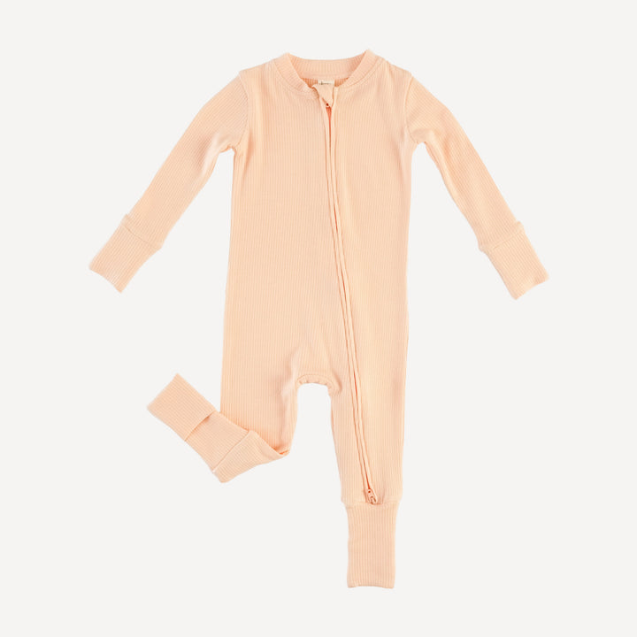 long sleeve convertible zippy pj | peach | modal skinny rib
