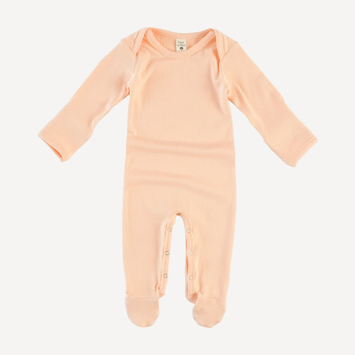 long sleeve lap neck footie | peach | modal skinny rib