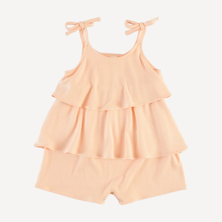 double ruffle spaghetti shortie | peach | modal skinny rib