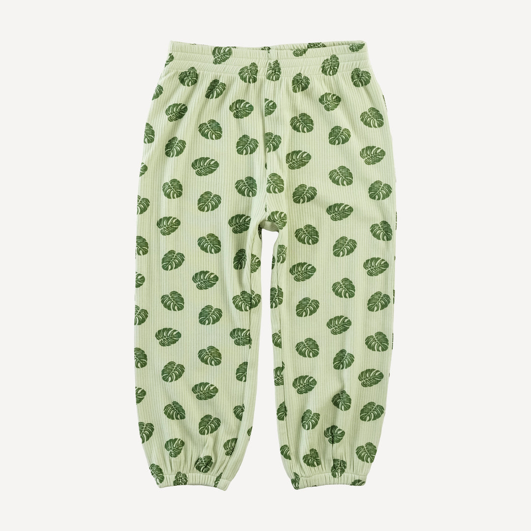 long sleeve relaxed jogger set | tiny monstera | modal skinny rib