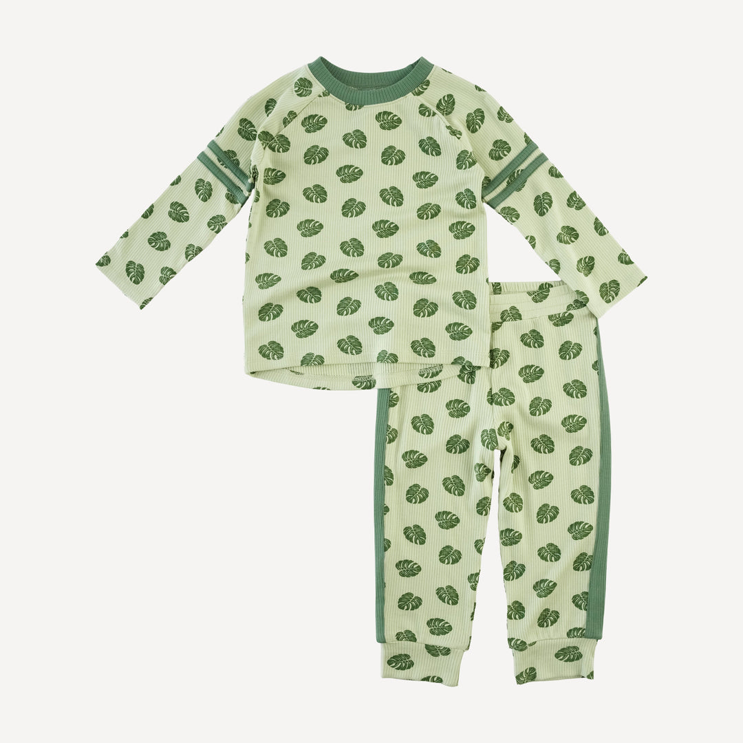 long sleeve football set | tiny monstera | modal skinny rib