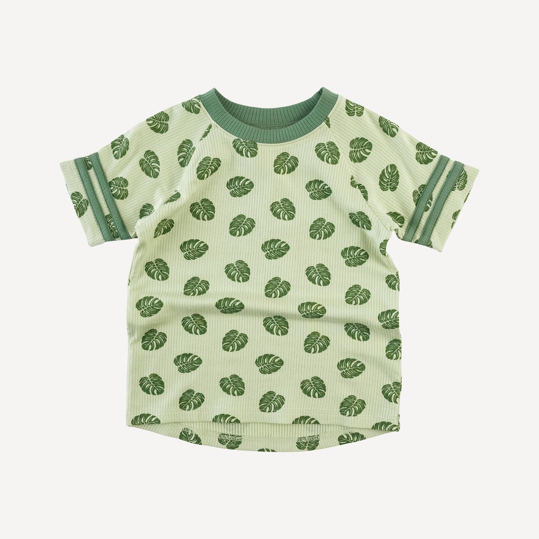 short sleeve football tee | tiny monstera | modal skinny rib