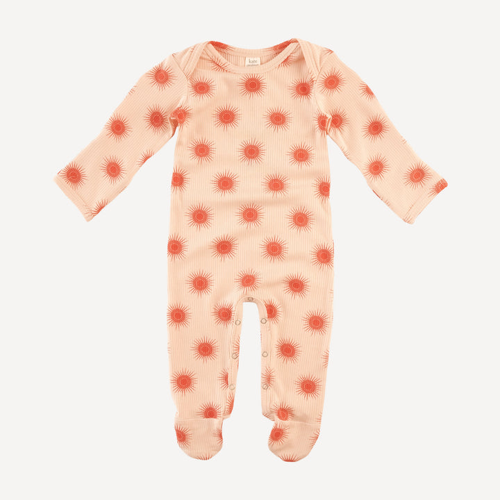 long sleeve lap neck footie | emberglow tiny sun | modal skinny rib