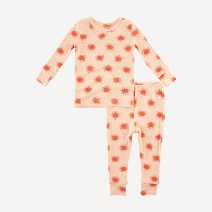 long sleeve crew neck pj set | emberglow tiny sun | modal skinny rib