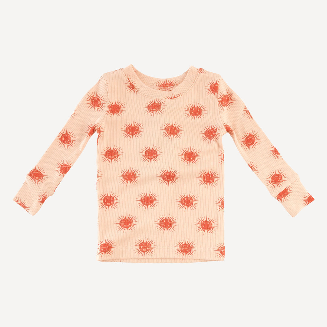 long sleeve crew neck pj set | emberglow tiny sun | modal skinny rib