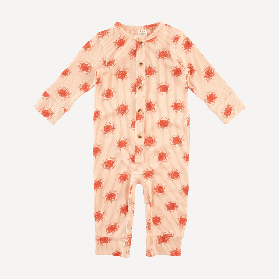 long sleeve button sport jumpsuit | emberglow tiny sun | modal skinny rib