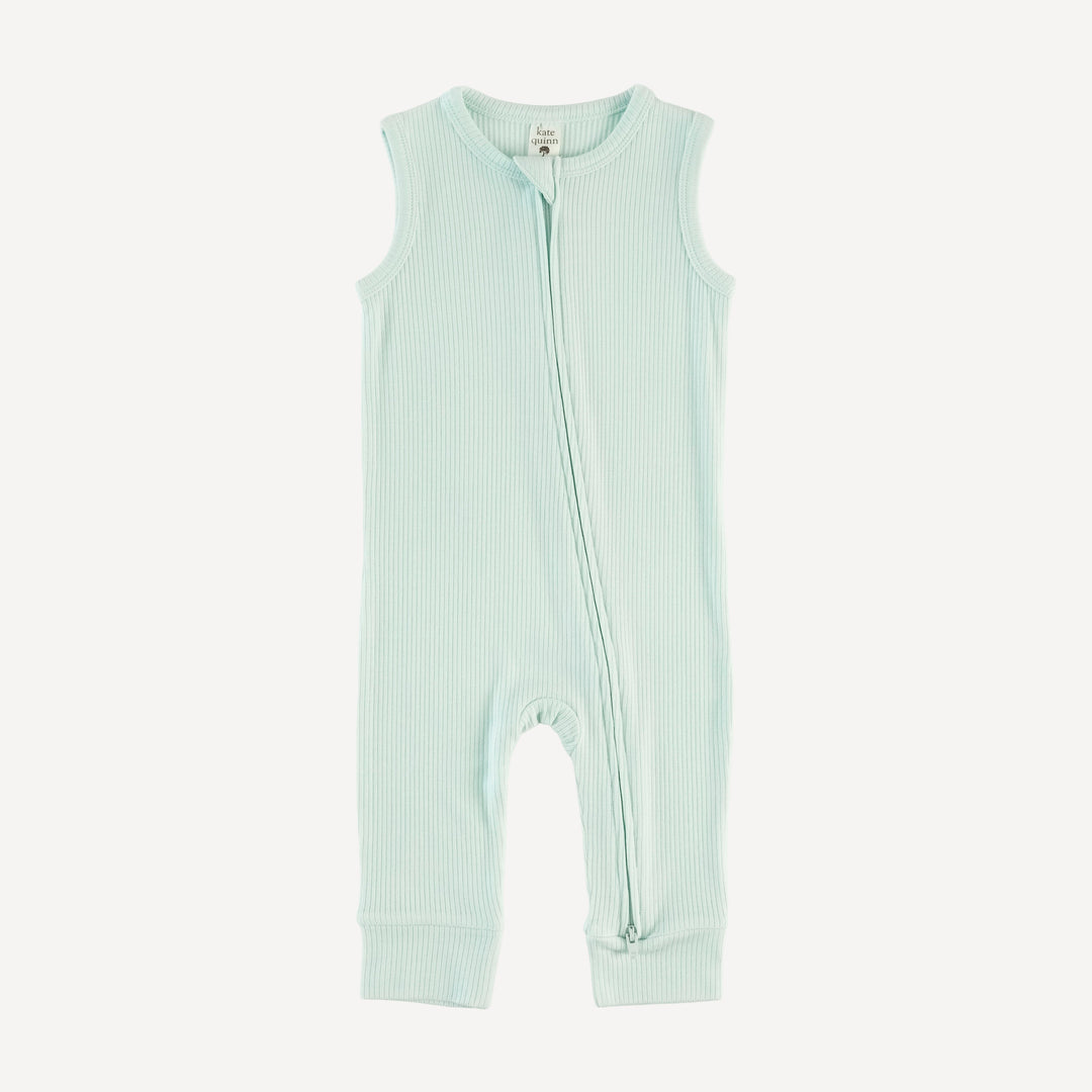 sleeveless zipper jumpsuit | sea mist | modal skinny rib