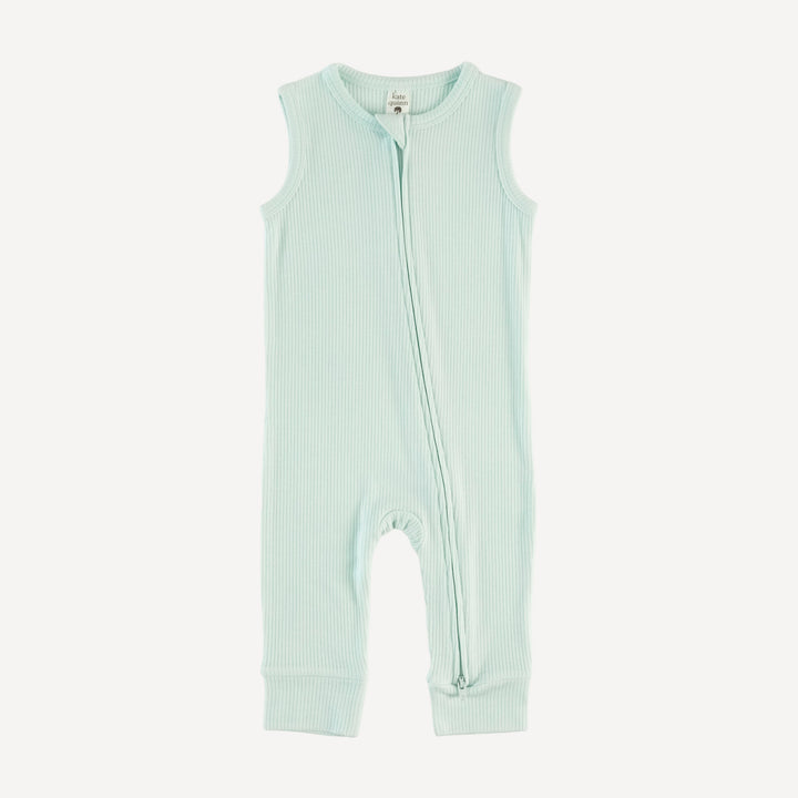 sleeveless zipper jumpsuit | sea mist | modal skinny rib