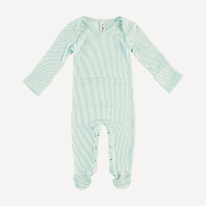 long sleeve lap neck footie | sea mist | modal skinny rib