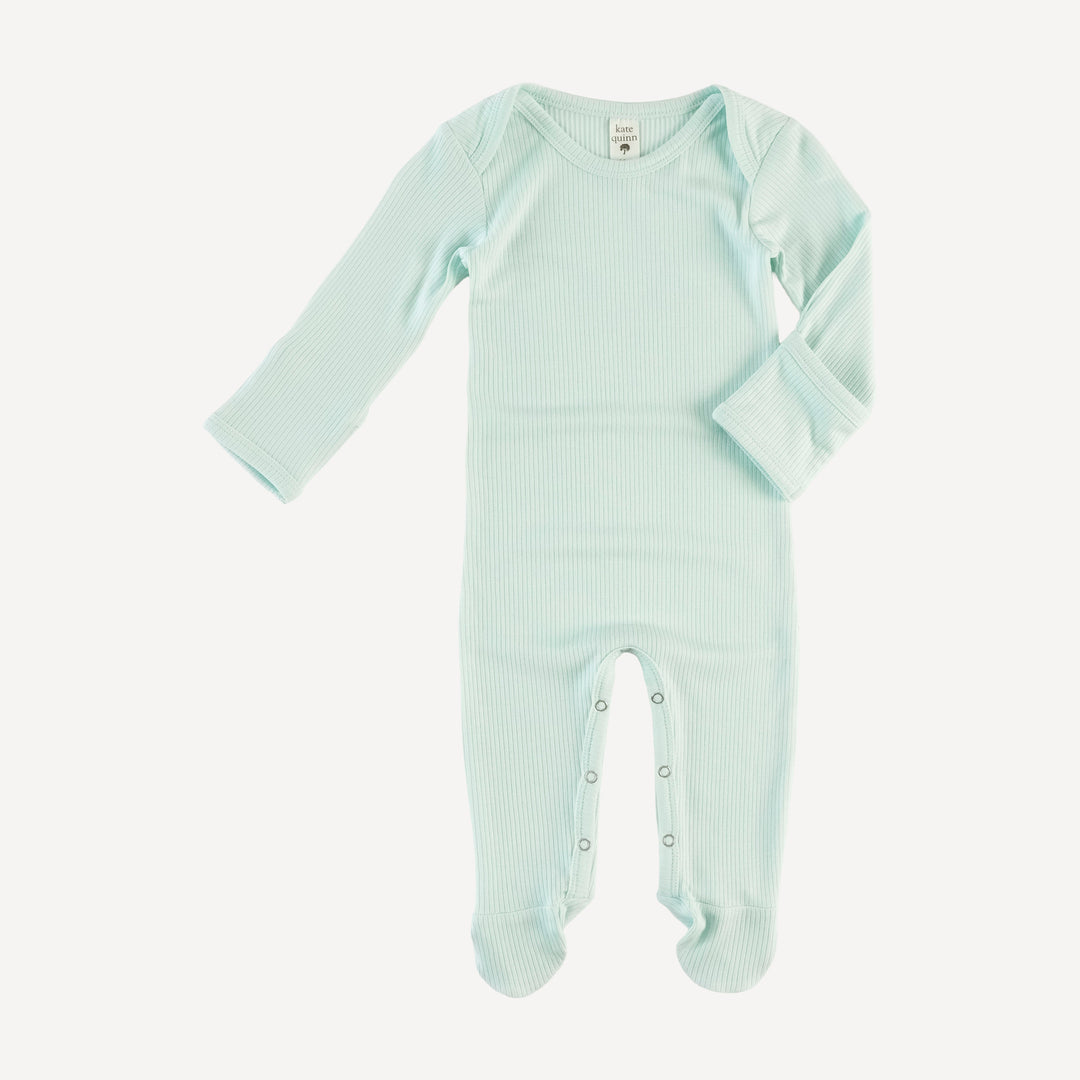long sleeve lap neck footie | sea mist | modal skinny rib