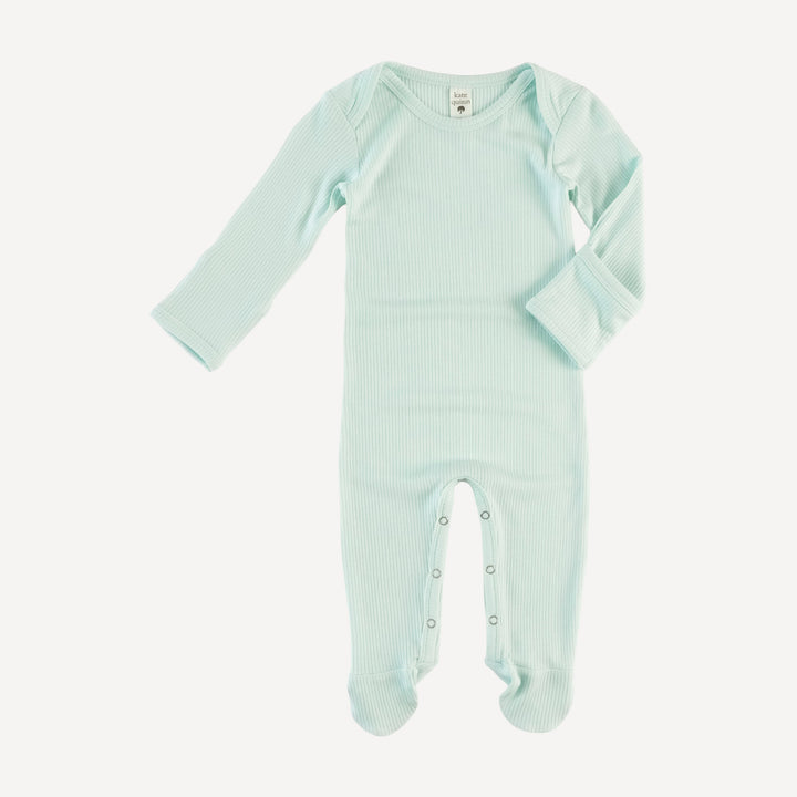 long sleeve lap neck footie | sea mist | modal skinny rib