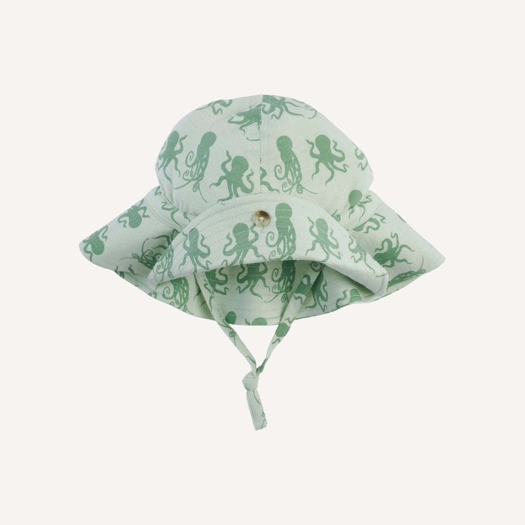 button sun hat | green octopus | bamboo