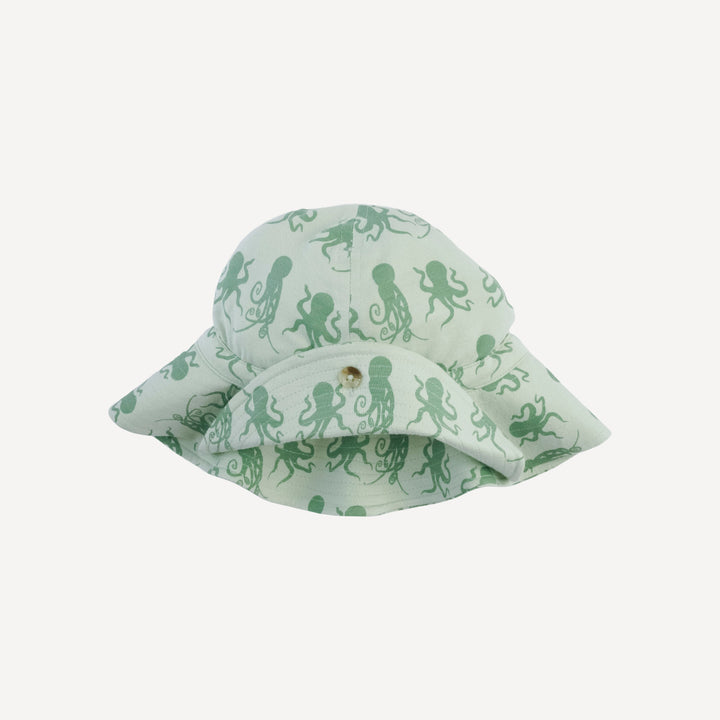button sun hat | green octopus | bamboo