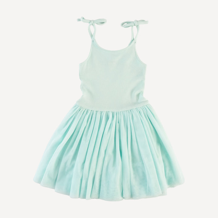 spaghetti tie ballerina tulle dress | sea mist | modal skinny rib