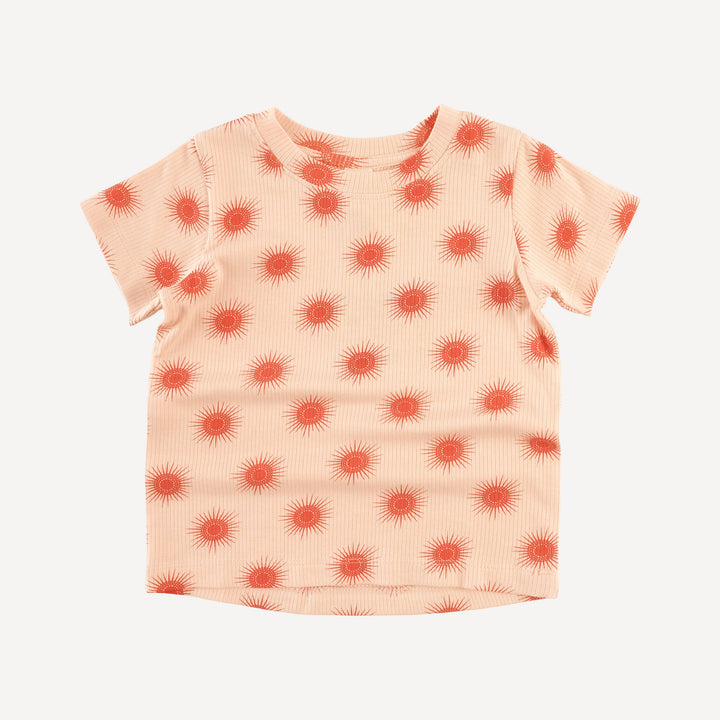 short sleeve essential boxy tee | emberglow tiny sun | modal skinny rib