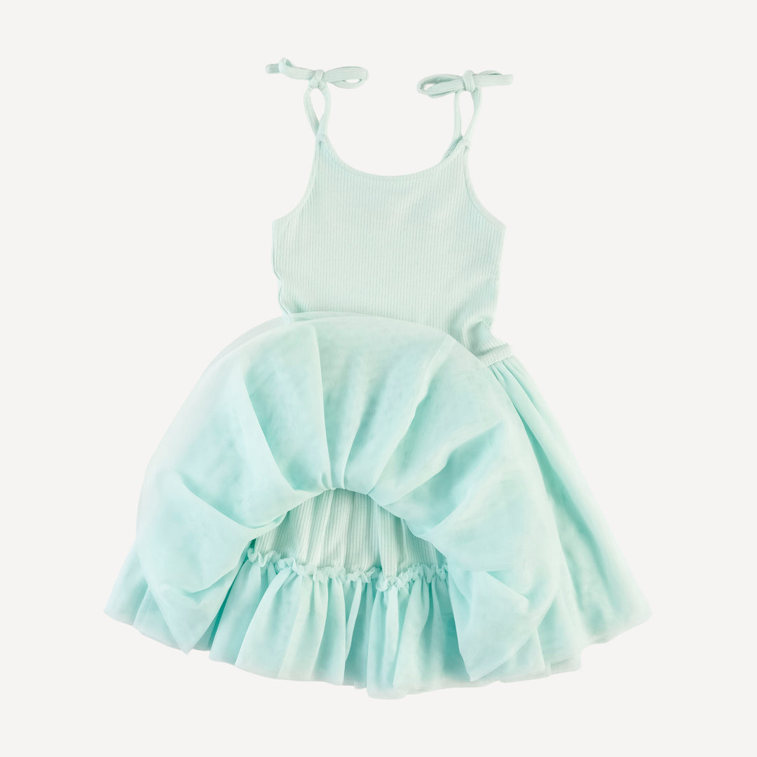 spaghetti tie ballerina tulle dress | sea mist | modal skinny rib