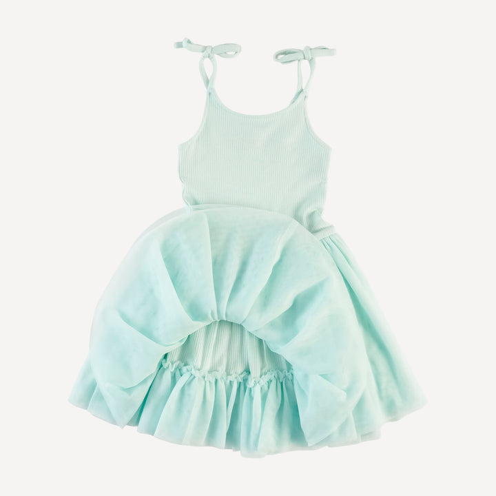 spaghetti tie ballerina tulle dress | sea mist | modal skinny rib
