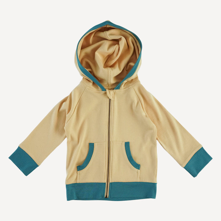 dino zip hoodie | marzipan | modal skinny rib