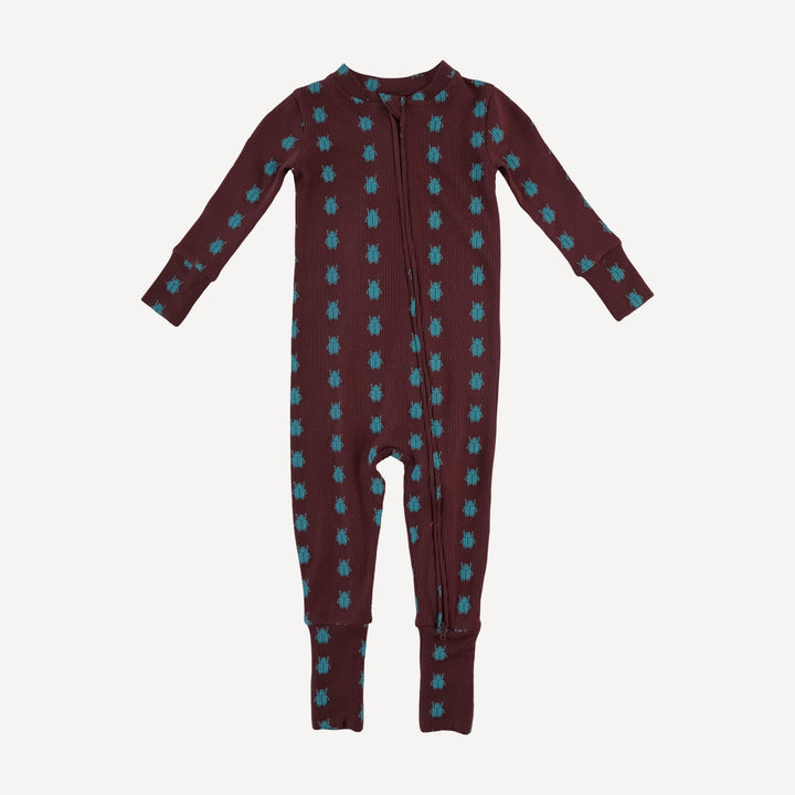 long sleeve convertible zippy pj | tiny beetle | modal skinny rib