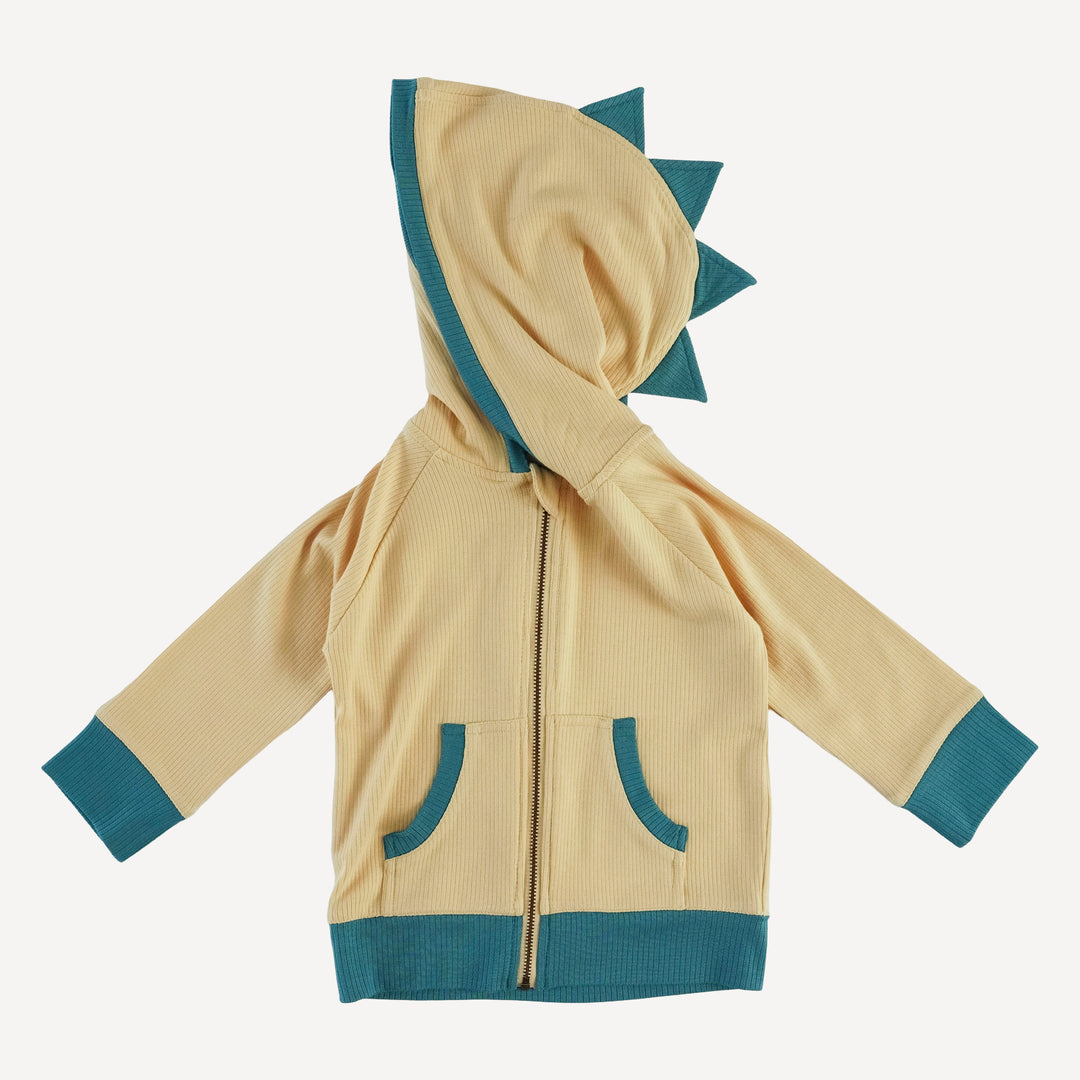 dino zip hoodie | marzipan | modal skinny rib