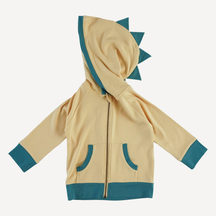 dino zip hoodie | marzipan | modal skinny rib