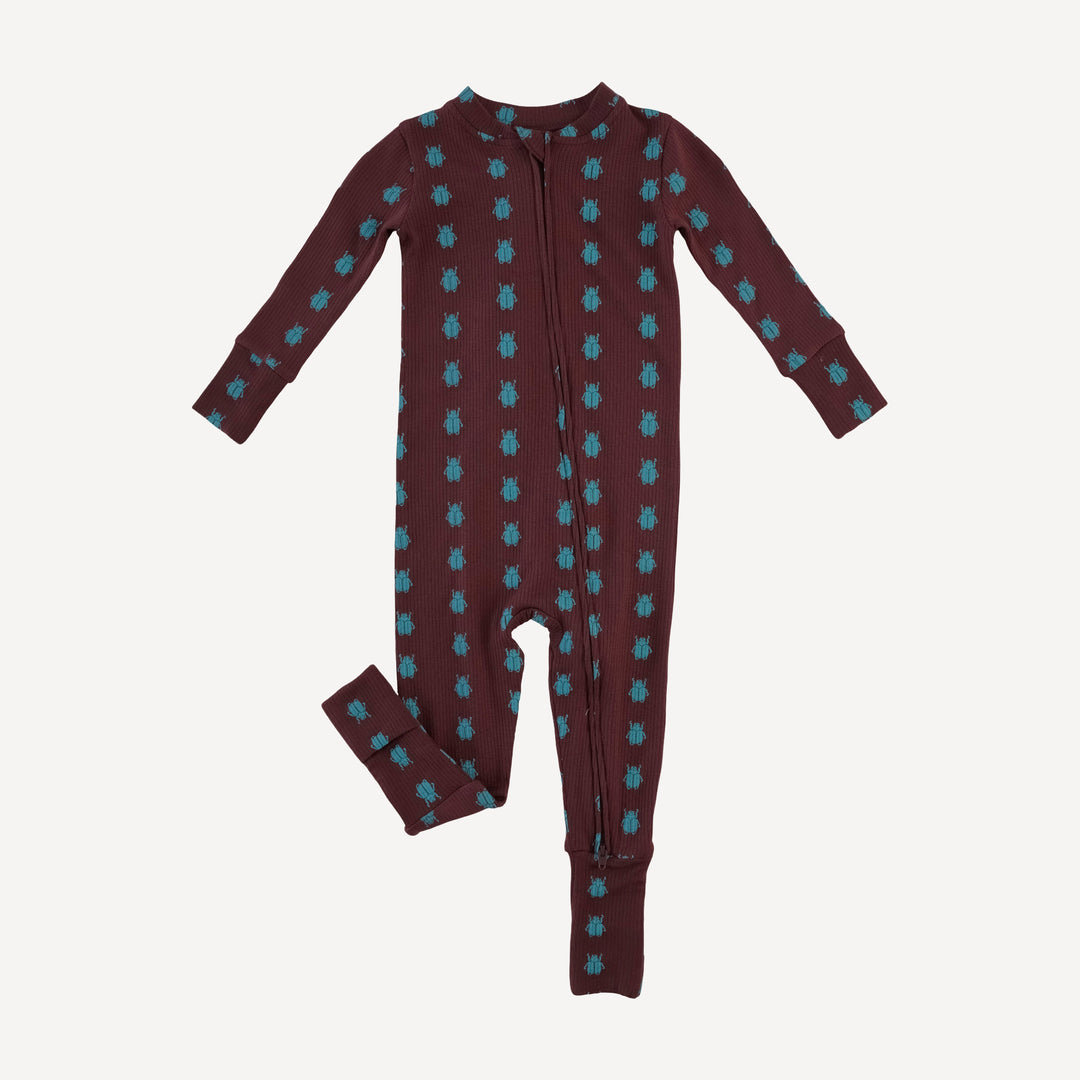 long sleeve convertible zippy pj | tiny beetle | modal skinny rib