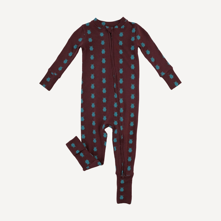 long sleeve convertible zippy pj | tiny beetle | modal skinny rib