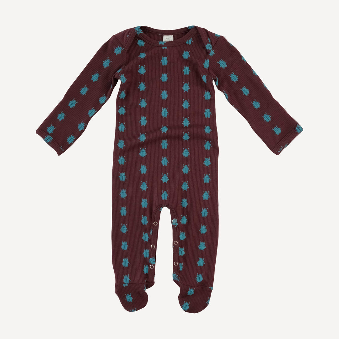 long sleeve lap neck footie | tiny beetle | modal skinny rib