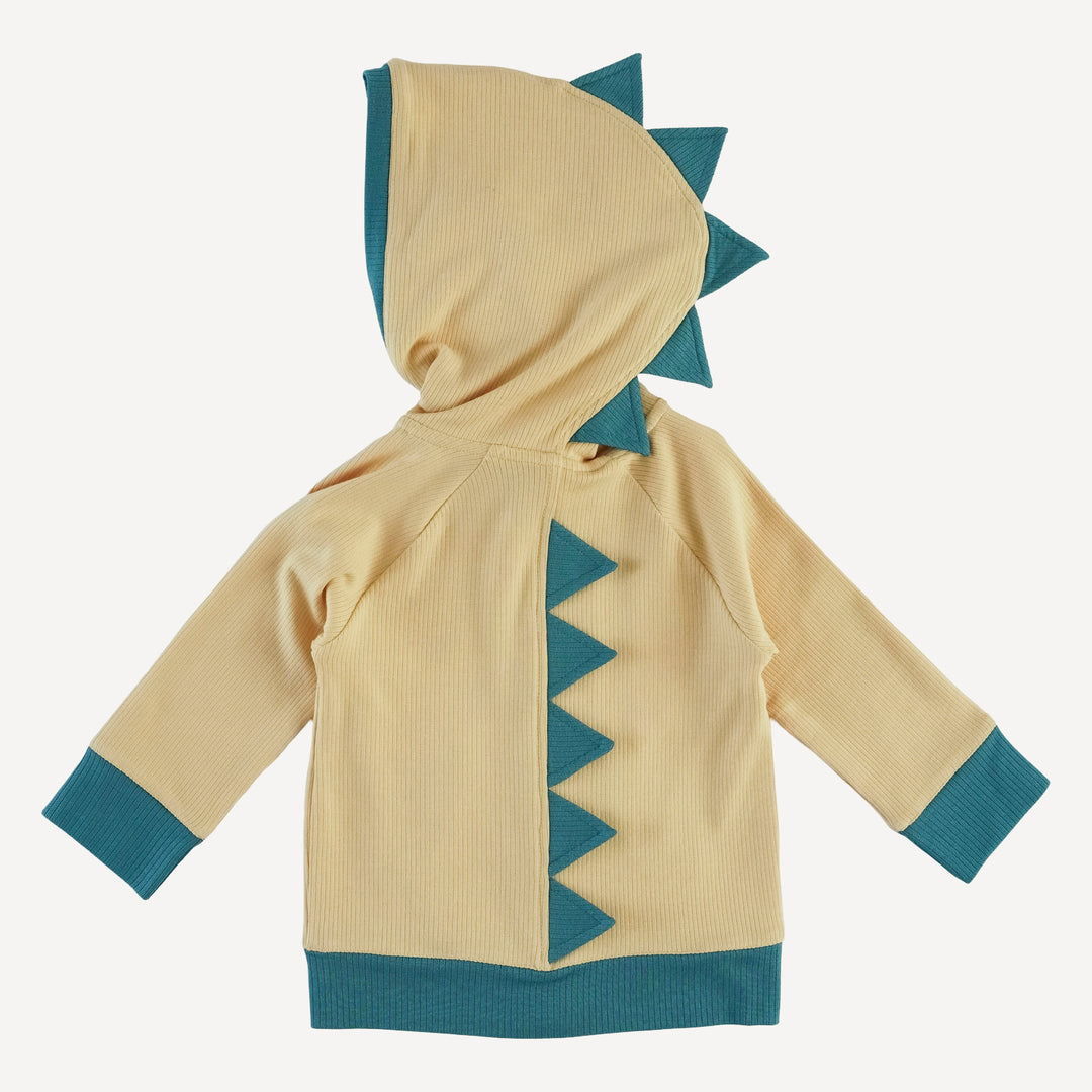dino zip hoodie | marzipan | modal skinny rib