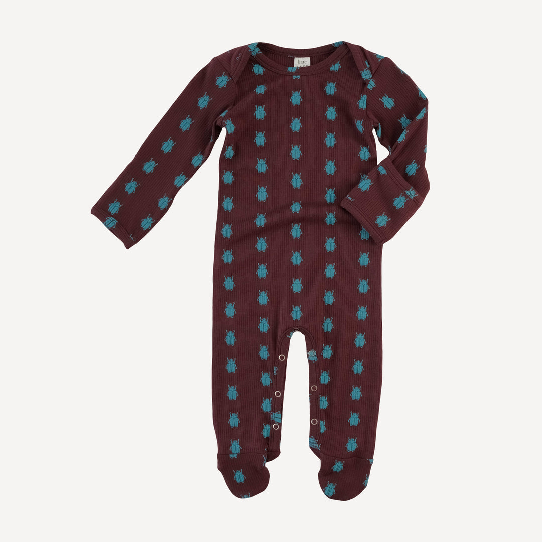 long sleeve lap neck footie | tiny beetle | modal skinny rib