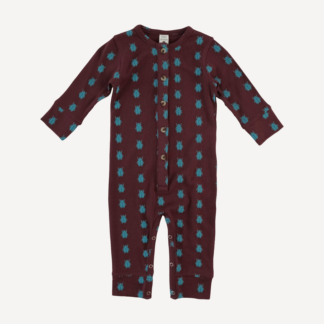 long sleeve button sport jumpsuit | tiny beetle | modal skinny rib