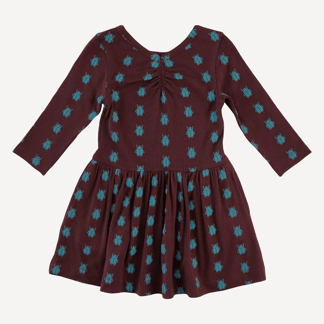 long sleeve twirl dress | tiny beetle | modal skinny rib