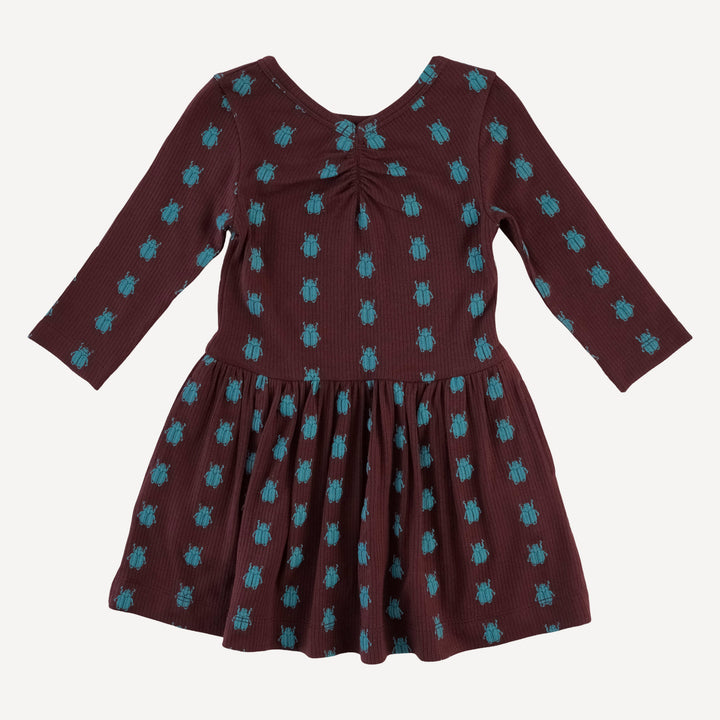 long sleeve twirl dress | tiny beetle | modal skinny rib